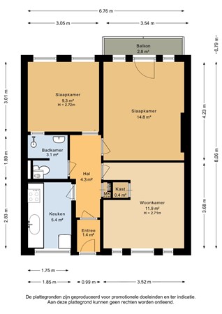 Floorplan - Herman Robbersstraat 102F, 3031 RL Rotterdam